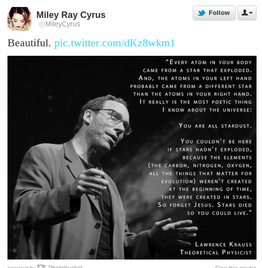 Miley Cyrus Tweets Lawrence Krauss quote