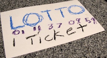 Lotto ticket, drawn in crayon